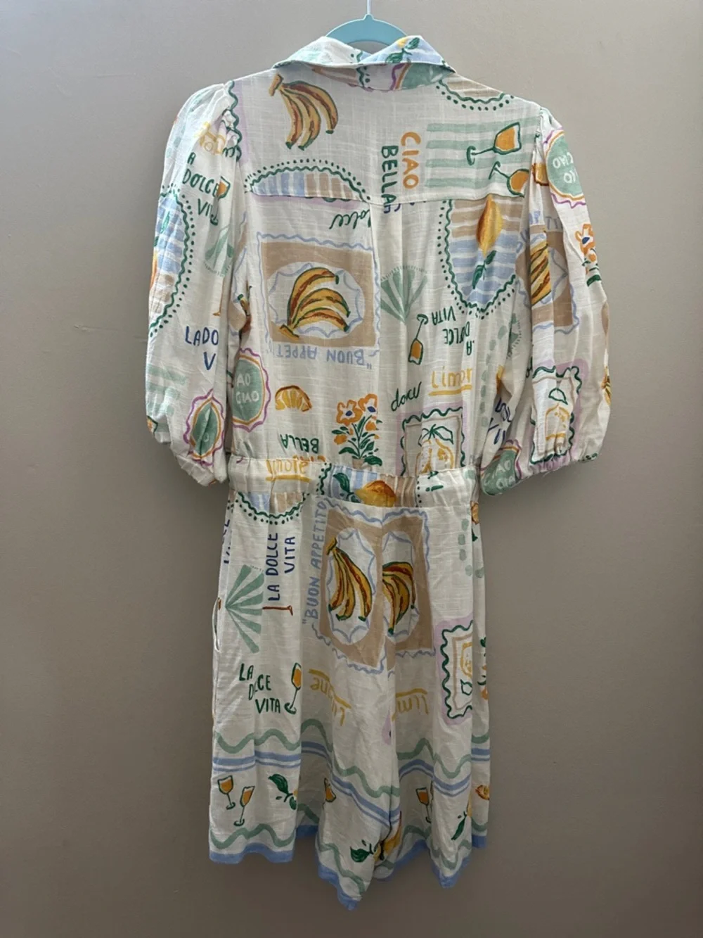 Button-Front Citrus Print Romper with Rope Waist - Picture 3 of 4